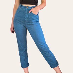 80s/90s vintage teal high waisted mom jeans MIchael G. 24/25/26